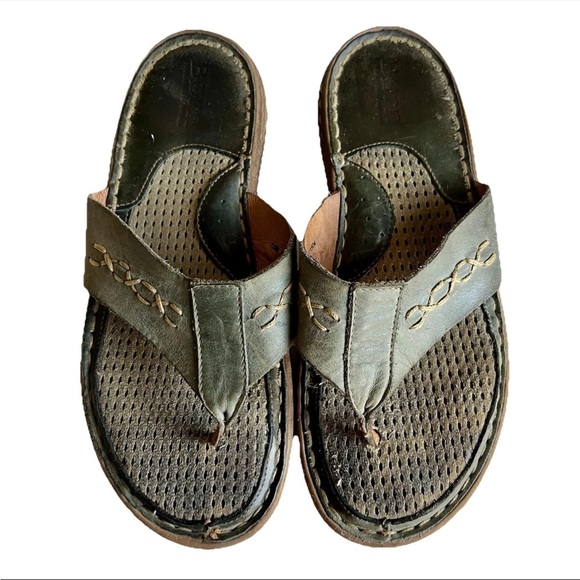 B.O.C Born Suava Thong Flip Flop Sandals Women’s 7M Green / Brown Casual Comfort - Picture 1 of 11